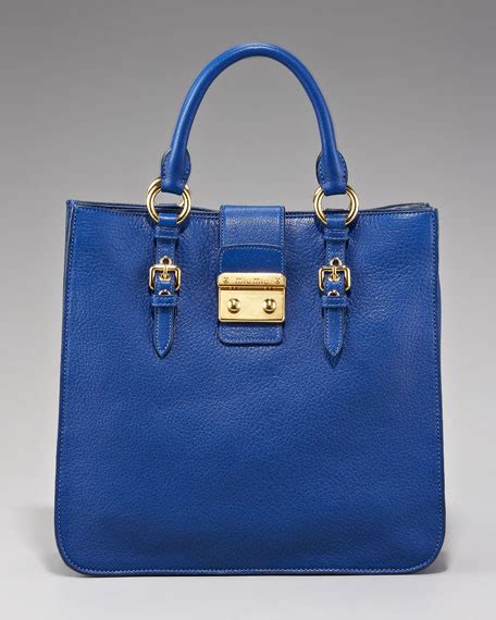 Miu Miu Leather Shopper, Cobalt Blue